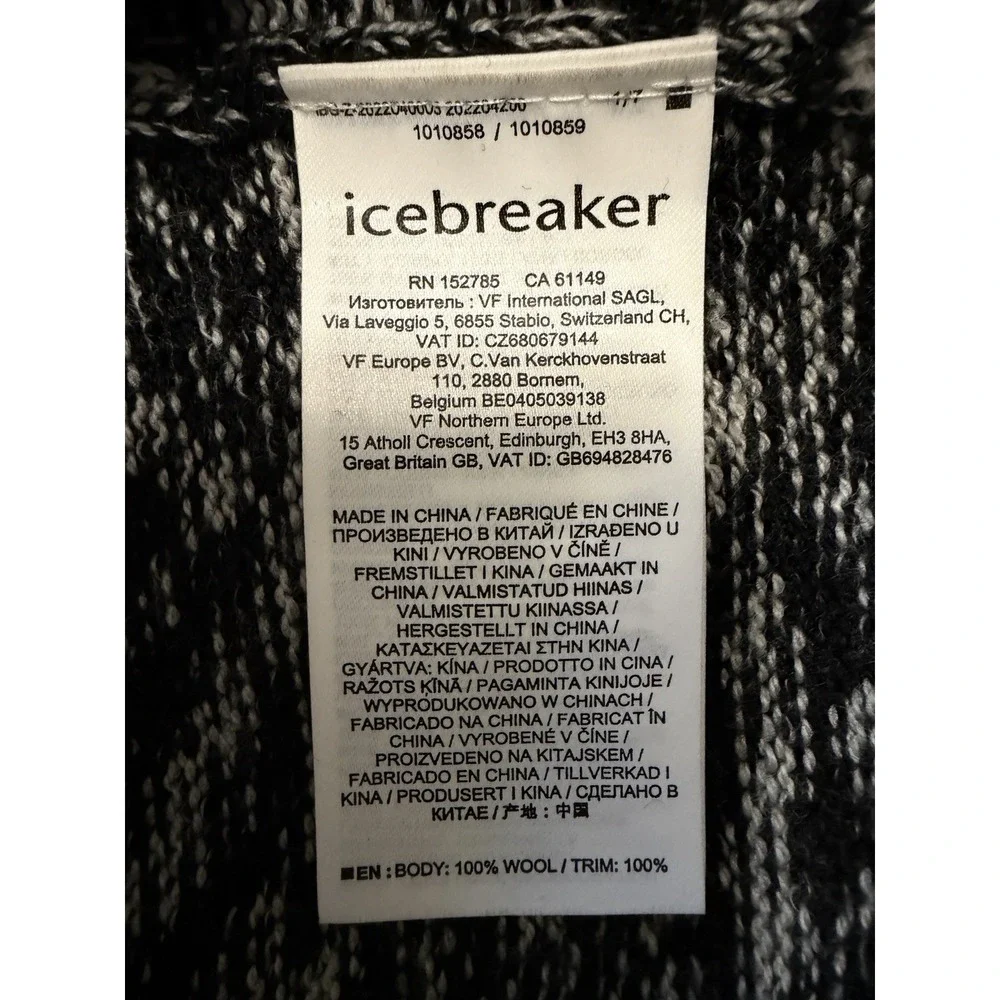 Icebreaker Men's 100% Merino Wool Barein Crewe Long Sleeve‎ Sweater Black Gray M